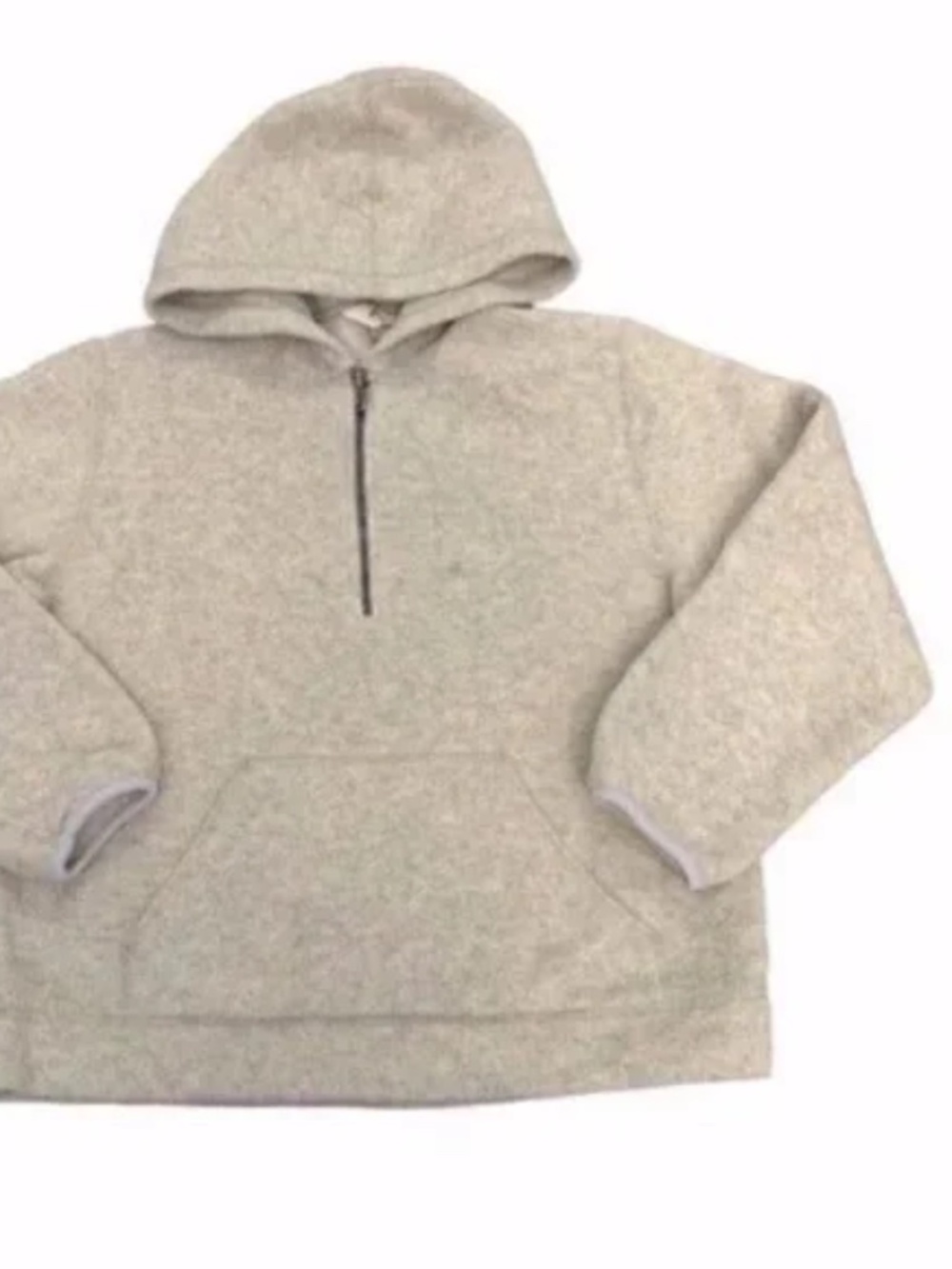 Eddie Bauer 1/4 Zip Oatmeal Heathered Hooded Sweatshirt